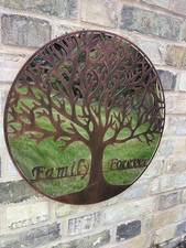 Large 50cm Mirrored Wall Art Bronze Tree of Life 'Family Forever' Garden Decor