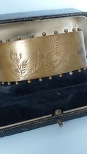 Antique Vintage 1882-s Victorian Heavy Gilded Brass Bangle Bracelet-Stamped.
