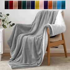 Double Sided Extra Large Sherpa Fleece Blanket ULTIMATE Warmth Super King Size