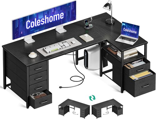 Shaped computer desk with - l, 6