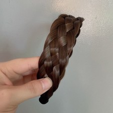 Plait Hair Thick Chunky Braid Headband FISHBONE Braid Band Brown/Black Non-slip