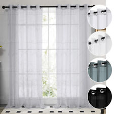 Pair (x2) Voile Eyelet Ring Top Curtains - Net Voile Sheer Curtain - Lucy Panel