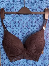 New Look Black Diamonds and Floral Lace Longline Bra (Multiple Sizes)