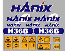 HANIX H36B DIGGER COMPLETE DECAL STICKER SET WITH SAFETY WARNING DECALS