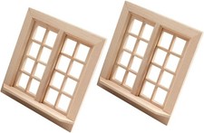 2pcs Miniature Wooden Window