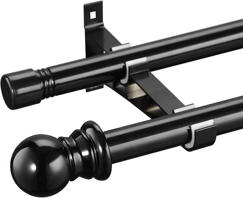 Double curtain pole black - -,