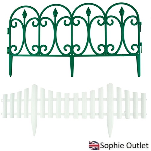 Green white garden border - green,