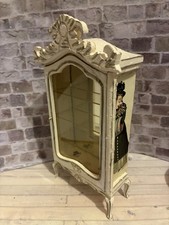 Dolls House 1/12 Scale Miniature Shabby Chic Painted Mirrored Display Cabinet