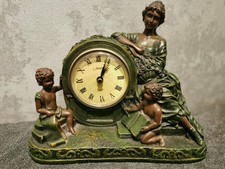 Antique Style Bronzed Resin Juliana Decorative Mother & Children Mantle Clock