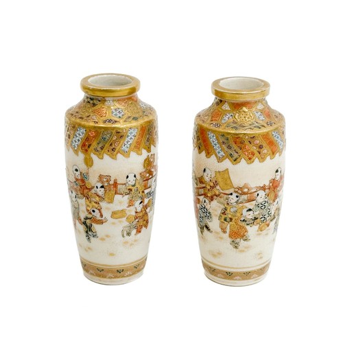 Pair japanese satsuma hand - pair,