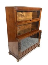 Antique 1950s Wooden Display Barristers Style Bookcase with Glazed Doors