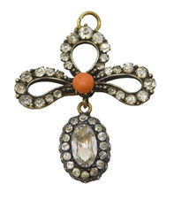 Georgian Gold Plated, Paste & Coral Set Drop Pendant Antique c1820