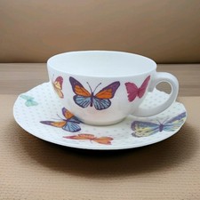 Laura Ashley Tea Cup and Saucer Butterflies Theme Fine Bone China
