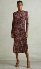 Reiss Riyo Ruched Midi Dress, Red - Size 8