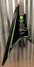 Green Sawtooth Flying V Electric Guitar Scalloped Floyd Rose Tremolo Bridge,Top