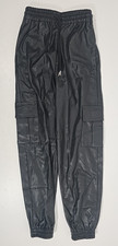 TOPSHOP Faux Leather Joggers with Utility Pocket Drawstring Black BNWT UK 4