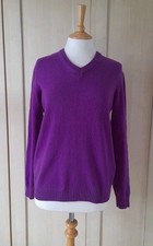 Paul Costelloe women's purple v neck lambswool & cashmere jumper size M UK12