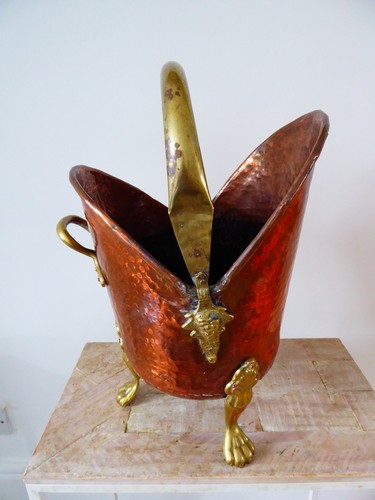 Vintage copper coal bucket - vintage,