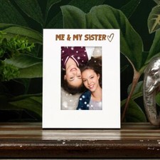 White Engraved Me and My Sister Picture Photo Frame Heart Gift Portrait FW-923