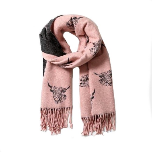 Highland cow scarf cashmere - cow,