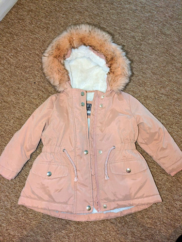 Girls pink hooded parka - hooded,