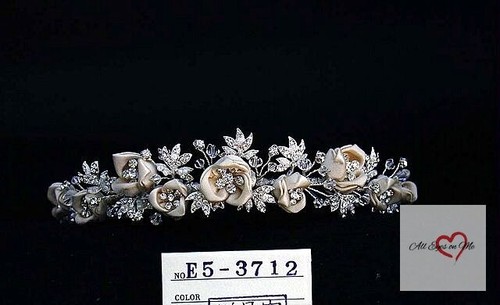 Silver floral bridal - floral, tiara