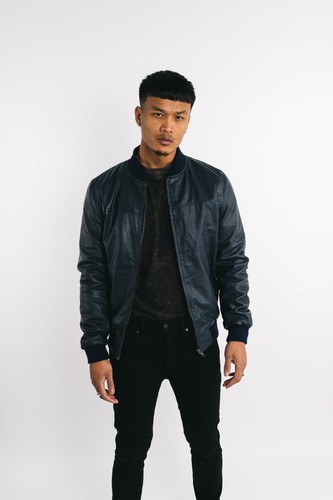 Mens leather bomber jacket - leather,