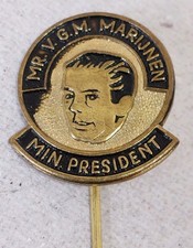 Vintage Dutch Political Pin – Mr. V.G.M. Marijnen President – Netherlands 1960s