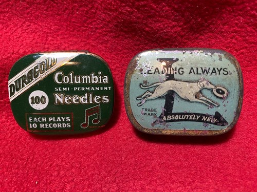 Two gramophone needle tins - two,