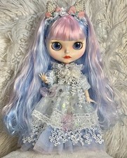 Blythe Doll Pink/Blue Hair With Matching Butterfly Princess Dress 30cm 1/6 White