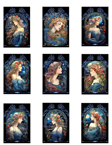 Blue art deco - deco, ladies