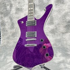 IBZ Iceman Paul Stanley Style Purple Broken Mirror Electric Guitar HH Pickups
