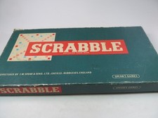 VINTAGE SCRABBLE GAME with Wooden Trays J.W. Spears & Sons 1960s Boxed