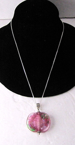 Vtg red art glass pendant - vtg,