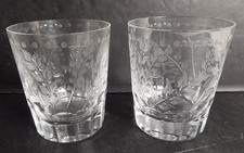 Beautiful William Yeoward Fern Pattern Old Fashioned Glass 4" Tall Pair
