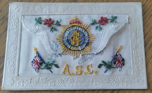 Ww1 embroidered silk postcard - embroidered,