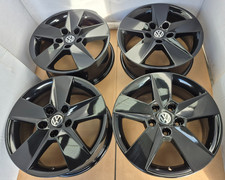 4X BLACK GENUINE SKODA OCTAVIA VW GOLF MK 5 6 7 TOURAN CADDY 16" ALLOY WHEELS