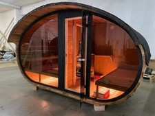Luxury Outdoor Hobbit Oval Family Sauna - Garden Sauna Harvia wood fired Heater
