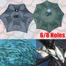 8/6Holes Portable Fishing Trap Crab Net Crawdad Shrimp Cast Dip Cage Fish Minnow