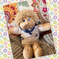 Lovely Vintage Cabbage Patch Kids Boy Doll Sandy Shaggy Hair Blue Eyes HM2