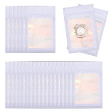 100 Pcs Anti Tarnish Jewelry Bags Pouch, 5.12 x 3.15 Inch, Laser Purple