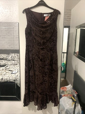 BARGAIN Luis Civit size 10 brown crushed velvet lined asymmetric hem dress BNWT