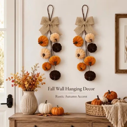 Plush velvet pumpkin garland - velvet,