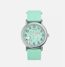 New Timex Peanuts Snoopy Weekender Watch Indiglo Turquoise Strap TW 2W24500 JT