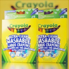 2 Packs of Crayola 8 Assorted Washable Large Crayons - for Budding Artists!