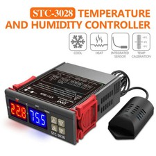 AC 10A 110-220V STC-3028 2LED Temperature & Humidity Thermostat Controller+Probe