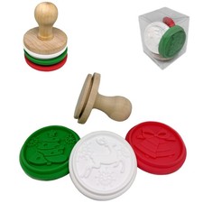 Christmas Cookie Stamp Set - 3 Designs Tree, Bell, Reindeer Festive Baking Kit