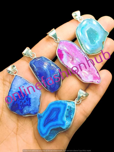 Multi slice agate - gemstone, 925