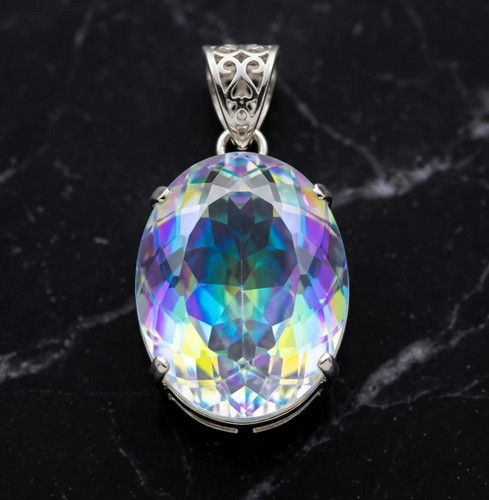 Mystic topaz pendant 925 solid - topaz,