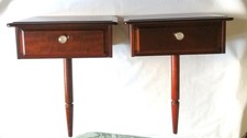1960s Pair Of STAG Bedside Tables Wall Mountable With One Leg - Off A Headboard